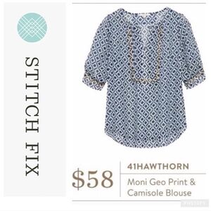 41 Hawthorn Moni Geo Print Blouse Size Medium